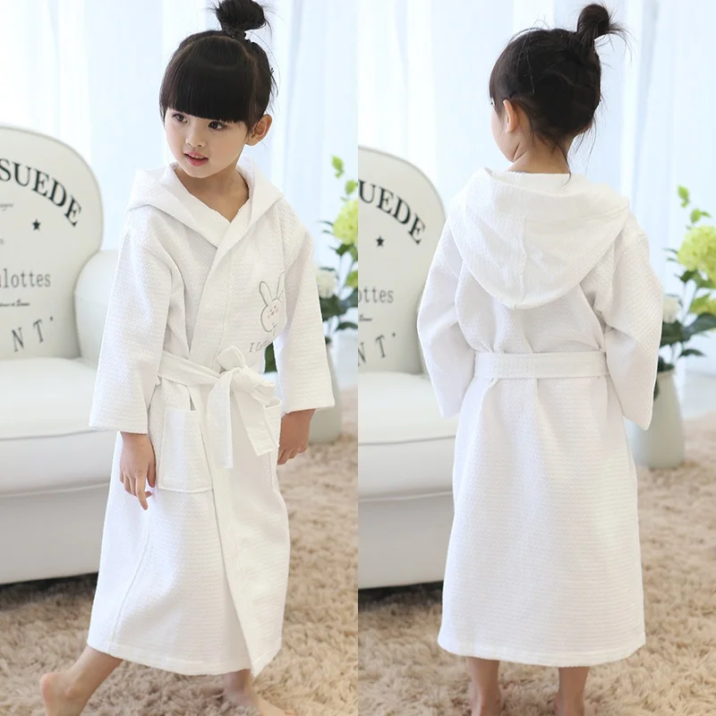 Hooded Bathrobe Kids 100% Cotton Child Girls Robe Summer Lovely Bath Robes  Dressing Gown Kids Sleepwear With Belts Retail - Robes - AliExpress