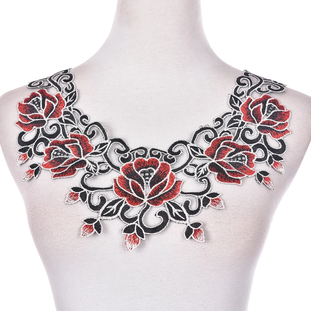 New 1 PC Embroidered Floral Lace Neckline Neck Collar Trim Clothes