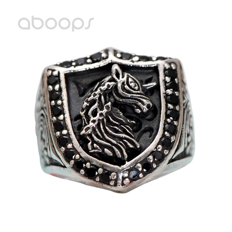 

Vintage Black 925 Sterling Silver Mysterious Unicorn Ring Jewelry Inlaid Obsidian for Men Size 8 9 10 10.5 Free Shipping