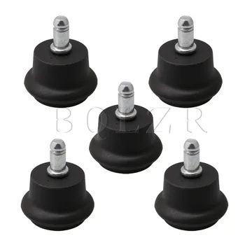 

5X BQLZR 6x1.1x5cm Black and Silver Plastic and Metal Bell Shape Stationary Chair Glides Replacement for Office Chair Casters