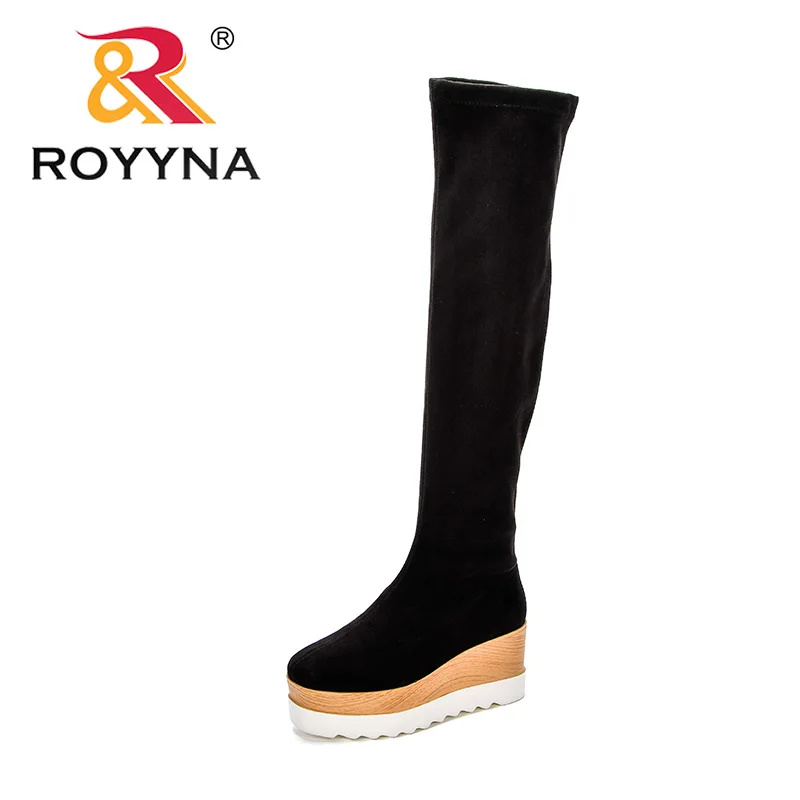 

ROYYNA New Designer Popular Style Women's Fashion Knee High Boots Flock High Platform Feminimo Boots Zapatos De Mujer Botas