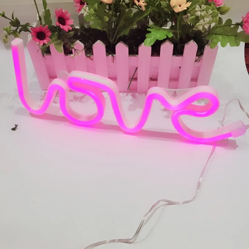 

Romantic decoration led neon LOVEletter modeling lamp girl soft sister decoration usb battery box string lights Christmas lights