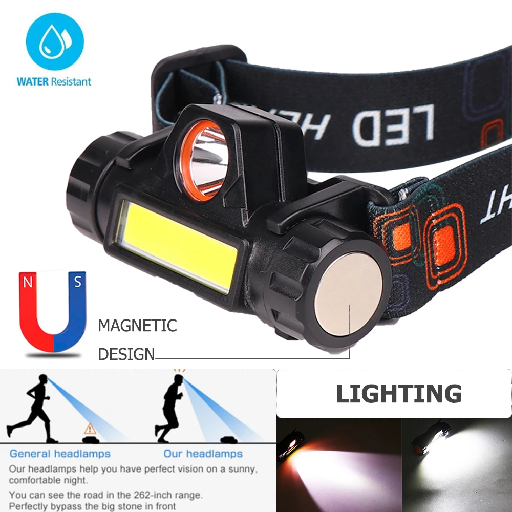 USB LED headlamp headlight T6 COB headtorch flashlig headlight waterproof cam zz USB LED headlamp headlight T6 COB headtorch flashlig headlight waterproof cam zz