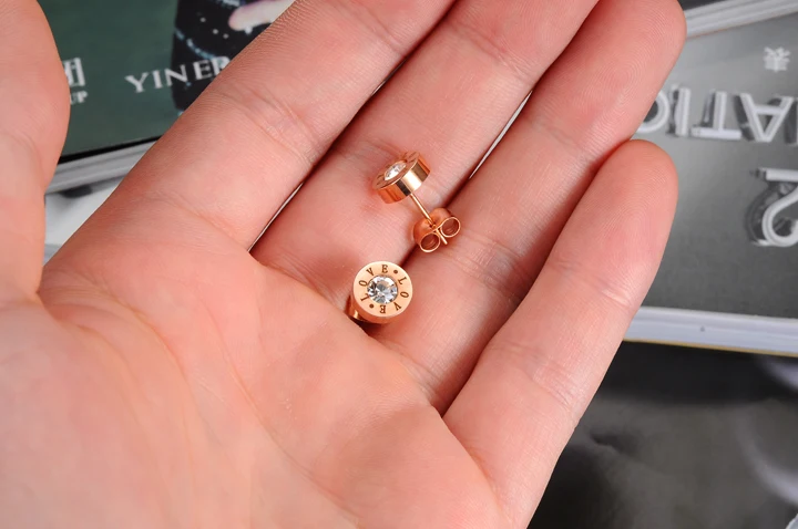 GE264-7Rose earrings Christmas safety pin heart funny small loop lover earrings for men or women