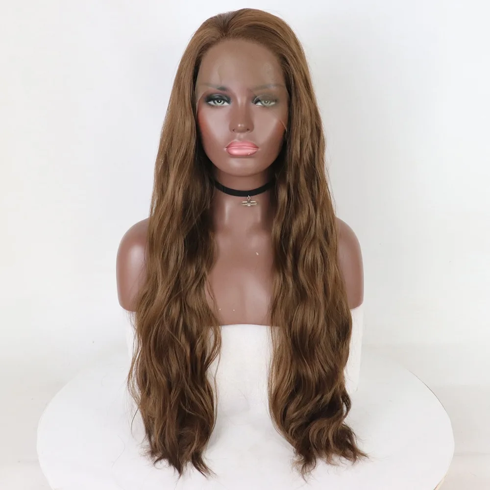 Fantasy Beauty Light Brown Lace Front Wigs Natural Wave Long Frontal Lace Wig with Heat Resistant Synthetic Hair for Restyled
