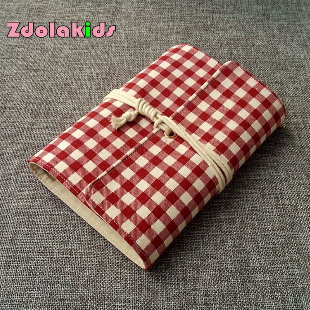 Canvas Red Grid Cover A5/A6 Vintage Traveler Loose Leaf Notebook Diary Journal Gift Sketchbook Personalized Ofice School Supply |