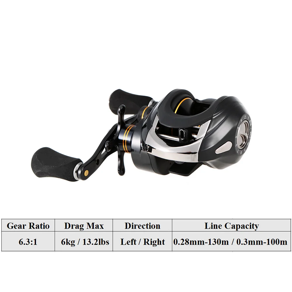Rolamentos de Esferas Carretel de Arremesso Pesca da Carpa 12 + 1 Sistema Freio Magnético Relação Engrenagem Isca Fundição Carretel Pesca 6.3: 1 6 de arremesso sistema freio magnético 6.3: 1