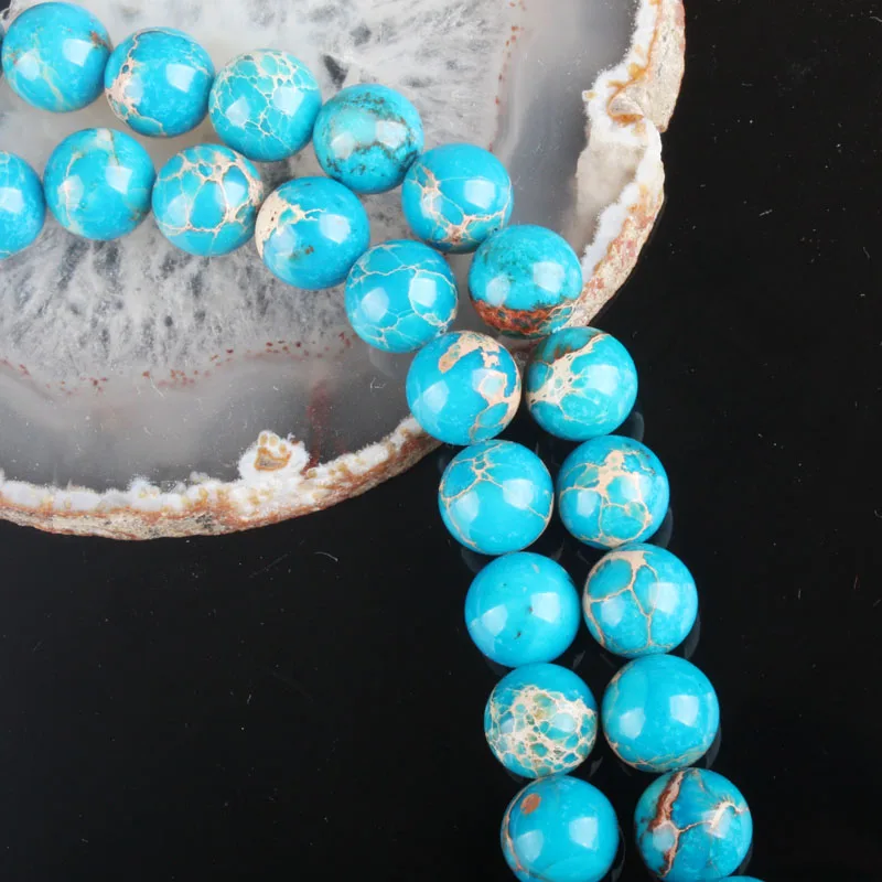 

12MM Natural Sea Sediment Variscite Round Loose Beads Strand 15"L DIY Bracelets And Necklaces