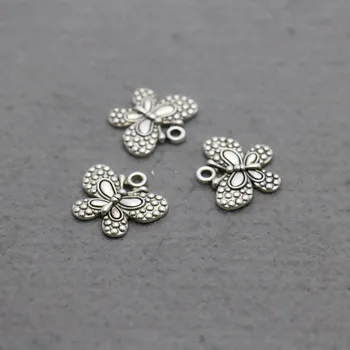 

10PCS wholesale Butterfly alloy Metal parts Fittings for DIY Jewelry Design Making component Findings Silver-plate 20x24mm