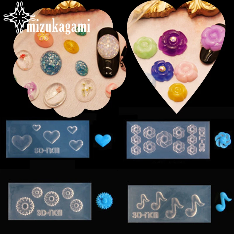 1pcs UV Resin Jewelry Liquid Silicone Mold Gear Musical Note Flowers Heart Small Resin Charms Molds For DIY Making Nail Art Mold