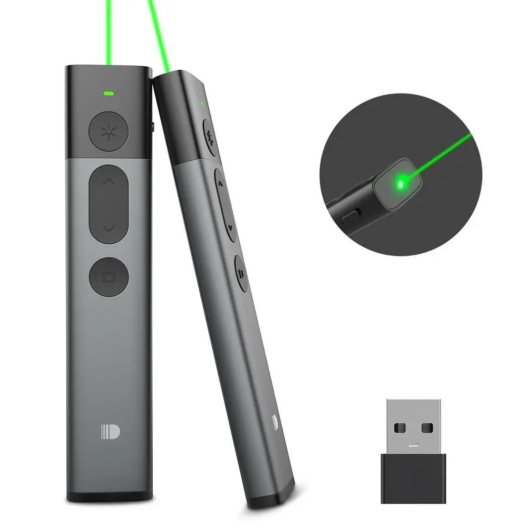 مقدم لاسلكي عن بعد التحكم مؤشر ليزر لبرنامج Powerpoint 3.7-4.2 V عرض 100 m> 200 الأسود 2.4 Ghz