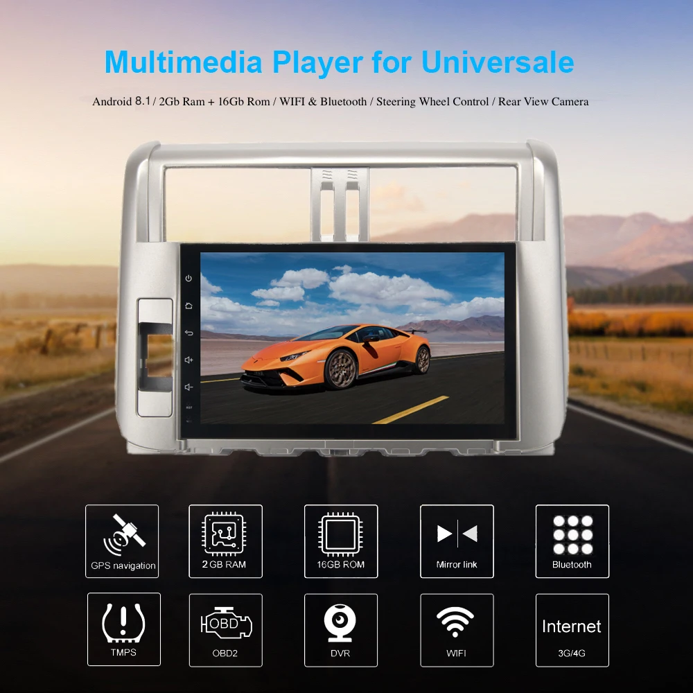 Автомобильный Android 8 1 gps Navi для Toyota Prado 150 2010 2013 Авторадио навигационное головное