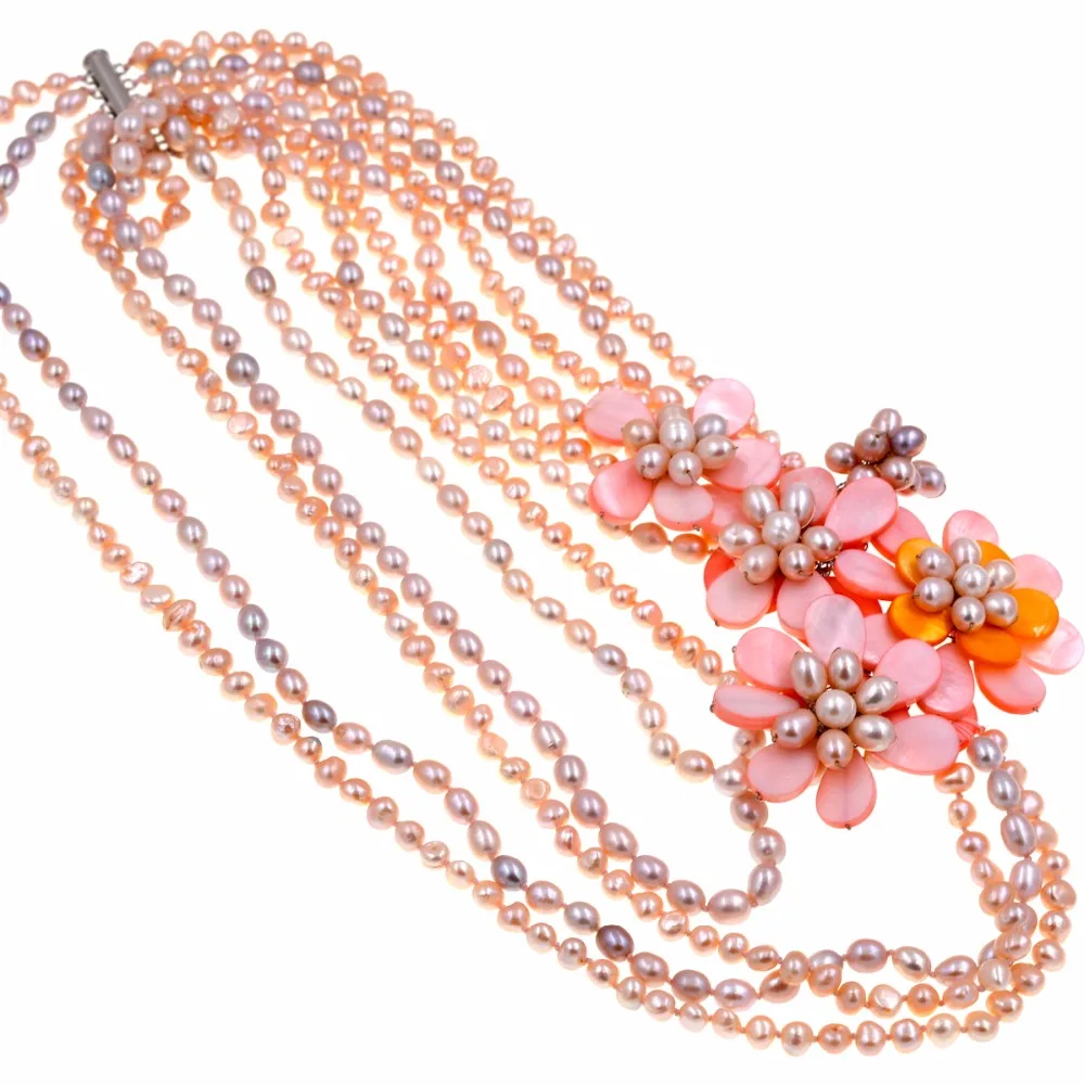 Ожерелье Из Натурального Розового пресноводного жемчуга|flower necklace|necklace necklacepearl