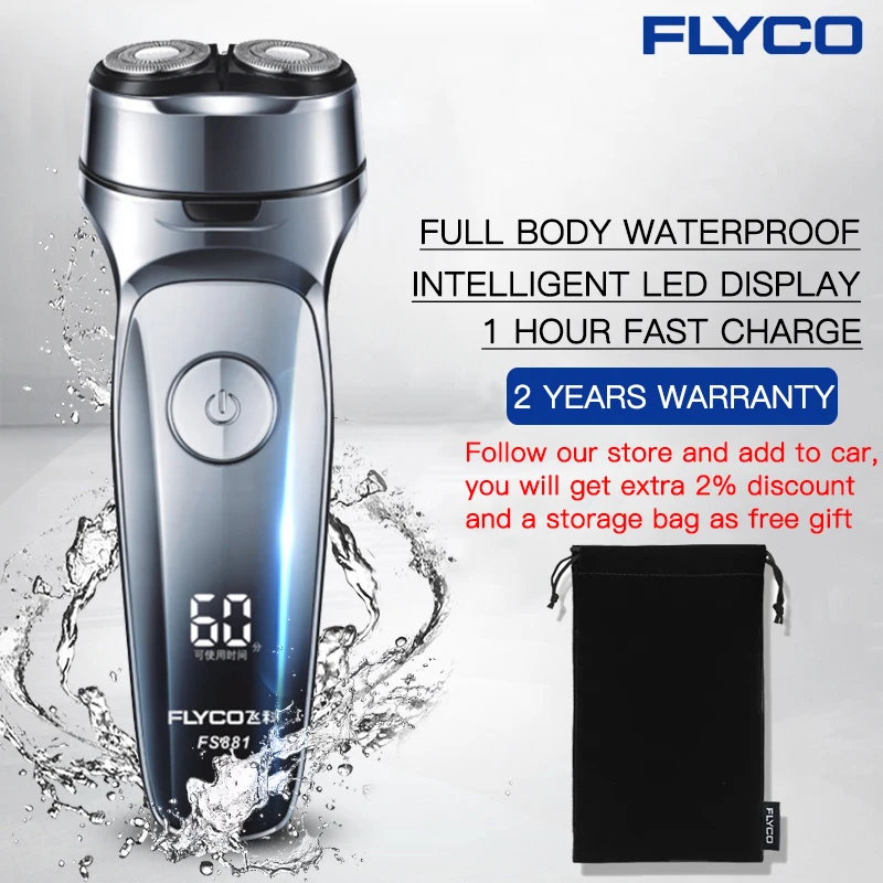 

FLYCO Razor Intelligent LED Display Electric Shaver For Men Twin Blade Beard Trimmer IPX7 Full Body Washable Shaving Machine