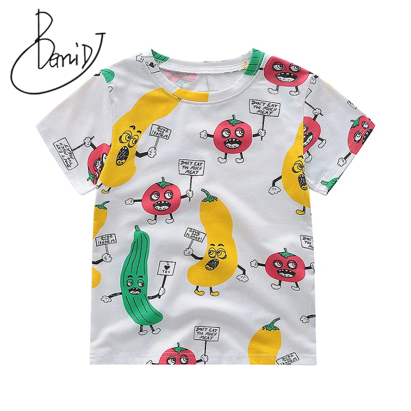 

2019 New Boys T Shirt White Short Cotton Shirt Boys Clothes Summer Kids Tees Cartoon O-Neck T-shirt Kids Children's Clothing
