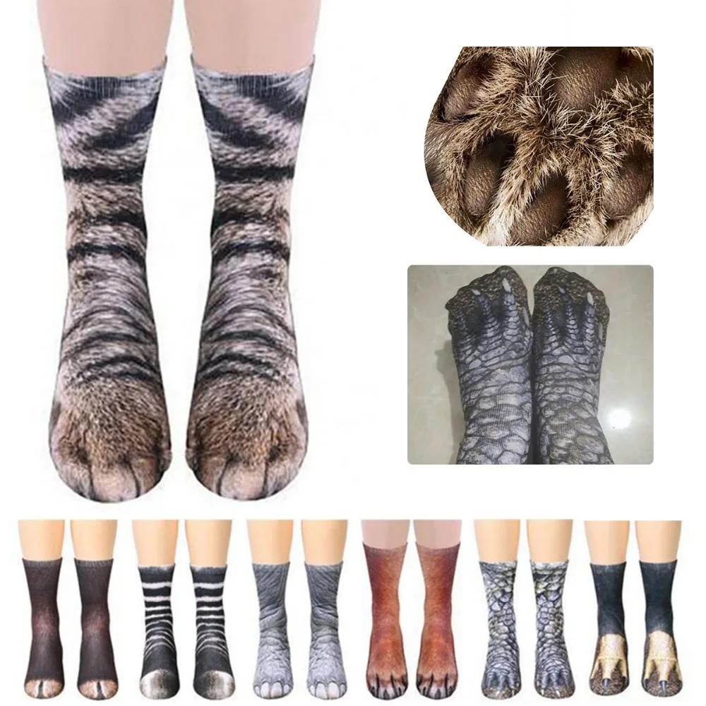 3D Print Animal Foot Hoof Paw Feet Crew Socks Adult ...