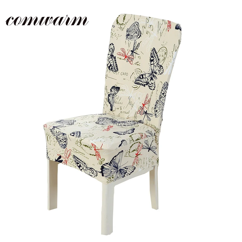 

Comwarm Butterfly Elastic Spandex Office Dining Chair Covers Geometric Nordic Floral Printed Seat Cover Removable Chair Case