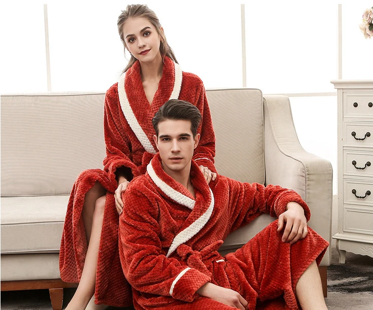 Sexy Warm Bathrobe WomenMen Winter Robe Women'sMen's Bathrobe Dressing Home Gown Cotton Winter Robe For WomenMen 27