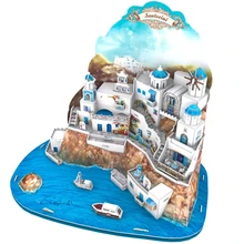 Классические головоломки Эгейское море теря Санторини кирпич игрушечные масштабные модели наборы строительных комплектов бумажные кирпичи архитектурная