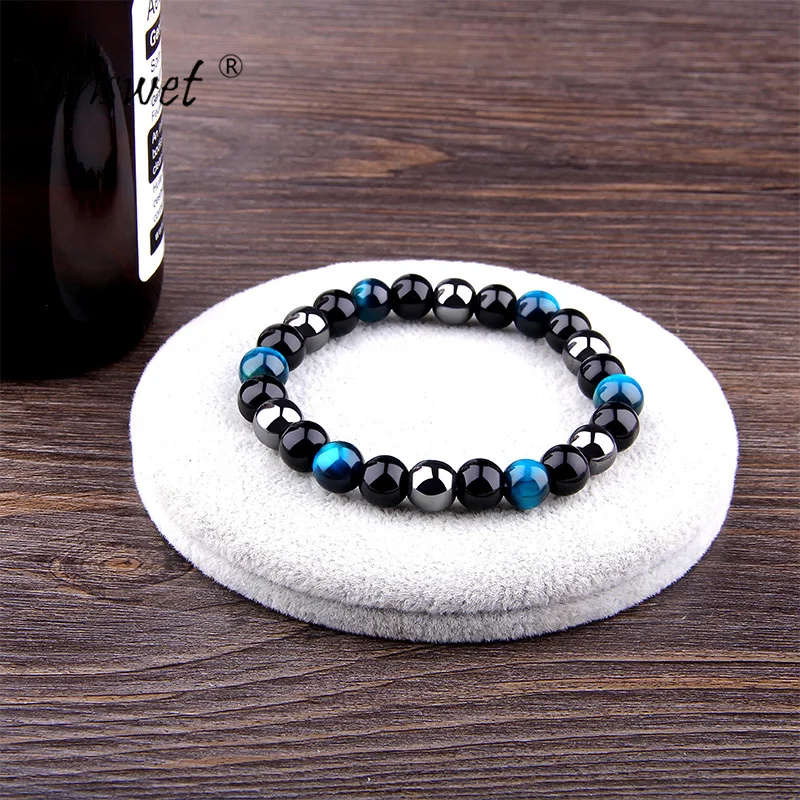 

Natural Stone Tiger Eye & Hematite & Black Obsidian Beads Bracelet for Women Men Fashion Health Protection Handmade Jewelry