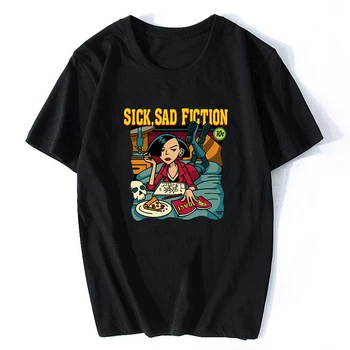

Sick Sad Pulp Fiction Men T-shirt Harajuku Streetwear Cotton Camisetas Hombre Men Quentin Tarantino Funny Cool T Shirt Oversized