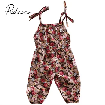 

pudcoco 2017 new fashion sleeveless summer summer bulk new Newborn Baby Girls Clothes Flower Print Romper Jumpsuit Sunsuit 0-3T