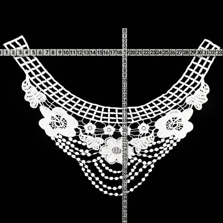 Роскошный белый черный 3d вышитая аппликация кружевное платье воротник цветочный Гипюр кружево и украшения для шитья Отделка Декор