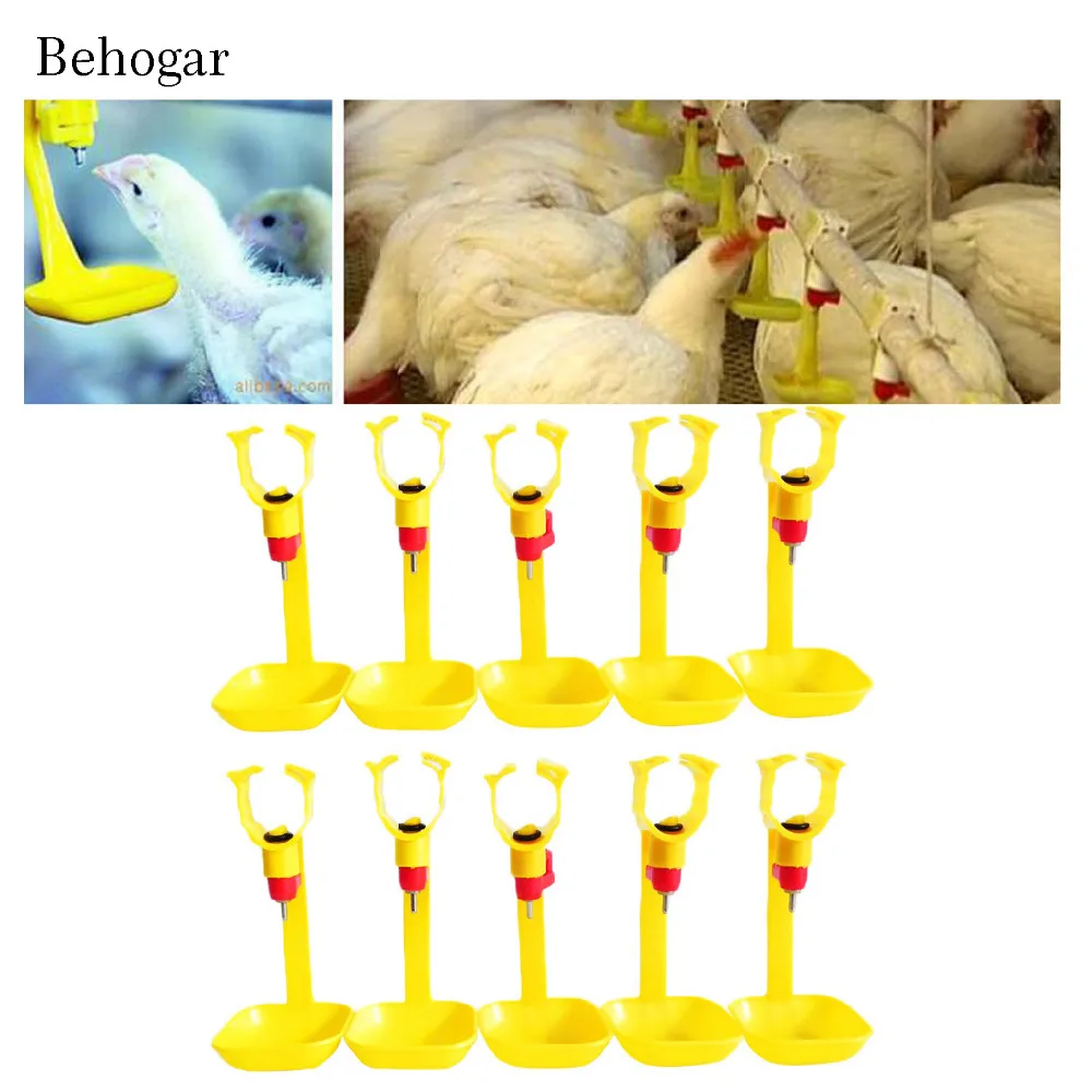 Behogar 10PCS Chicken Drinking Feeding Nipples Fountain Cup Poultry Drinker For Chickens Hens Ducks Chick 3/4inch Screw Thread
