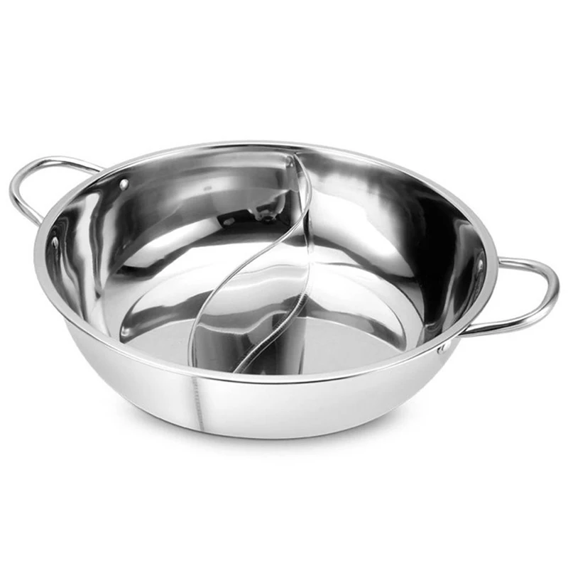 28cm Hot Pot Twin Divided Stainless Steel Cookware Hot Pot Ruled Little