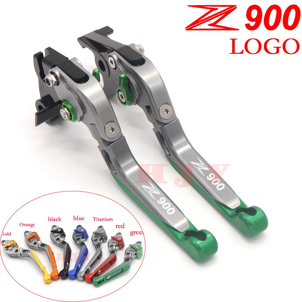 Logo(Z900) Green+Titanium For Kawasaki Z900 Z 900 2017 CNC Adjustable Folding Extendable Motorcycle Brake Clutch Levers | Автомобили и