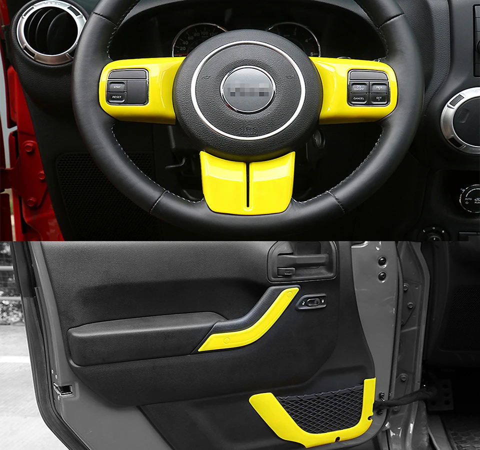 SHINEKA интерьерные молдинги 12 шт. ABS Авто Рулевое колесо отделка кондиционер вентиляционное отверстие крышка наклейки для Jeep Wrangler JK 2011