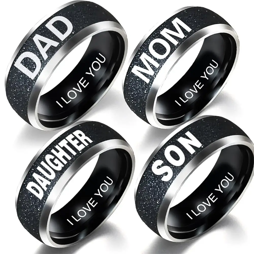 Fashion Mom Dad Daughter Son Letters Band Stainless Steel Family Member Ring | Украшения и аксессуары