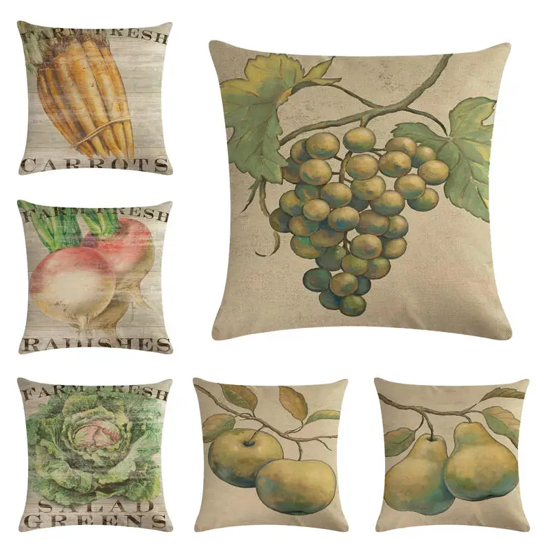 

45cm*45cm Vintage fruit grapes and pears design linen/cotton cushion cover and sofa pillow case Home decorative pillow cover