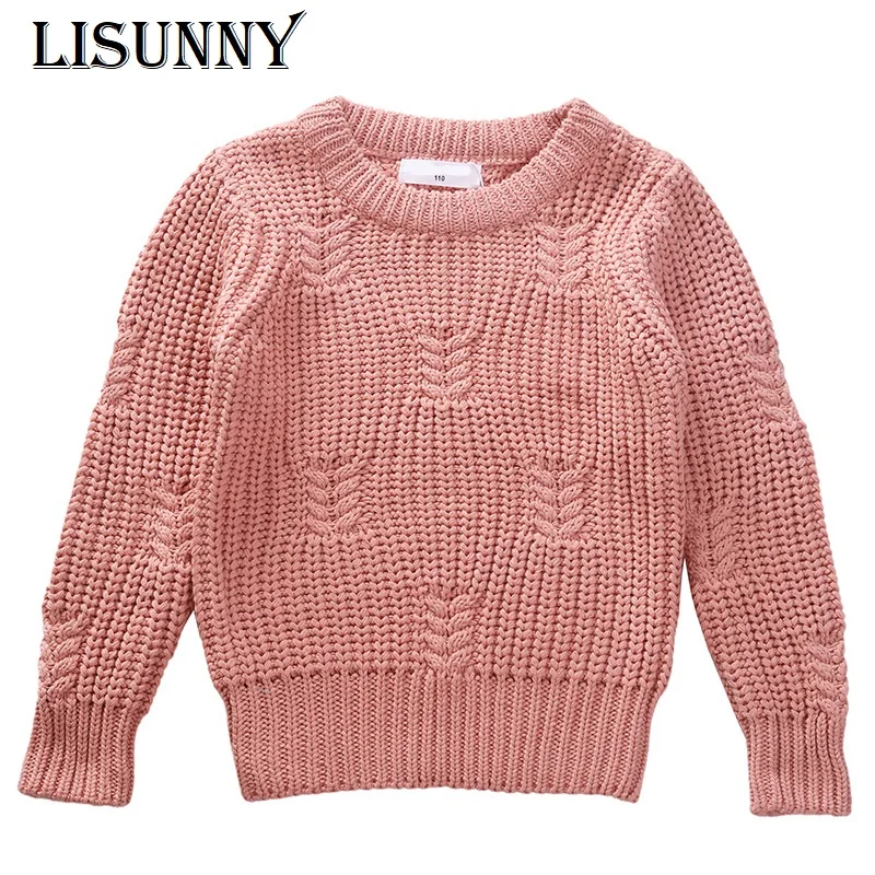

Fashion Girls Sweater Baby Pullover Solid Kids Clothes 2019 Autumn Winter Children Thick needle Sweaters O-neck School Clothing