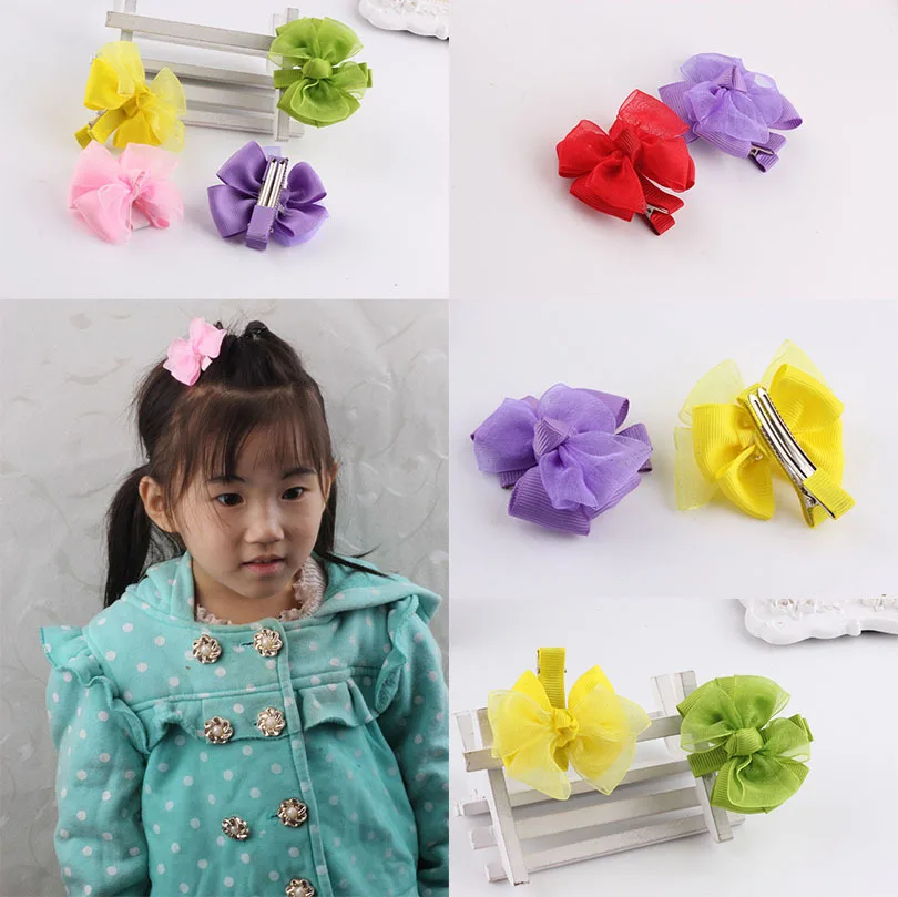 New Children's Cute Bowknot Hairpin Headdress Baby Girls Colorful Tiara Princess Hair Clips For