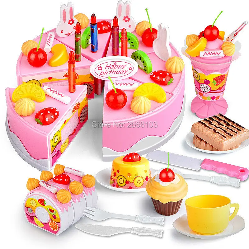 Birthday Cake Toy Children Kids Educational Classic Toy Baby Pretend Play Toy Kitchen Food Icecream Tea Plastic Toy main image 1