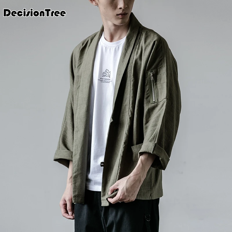 2019 summer hip hop japanese kimono style unisex men open stitch vintage denim Overcoat Open Stitch Coat Mens Windbreaker