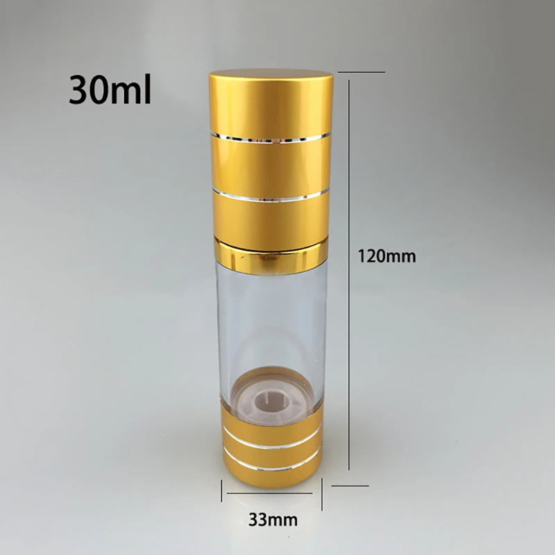 50 мл 30 мл 15 мл пустой золотой серебряный пластиковый безвоздушный насос бутылка для эфирного масла контейнер для упаковки крема