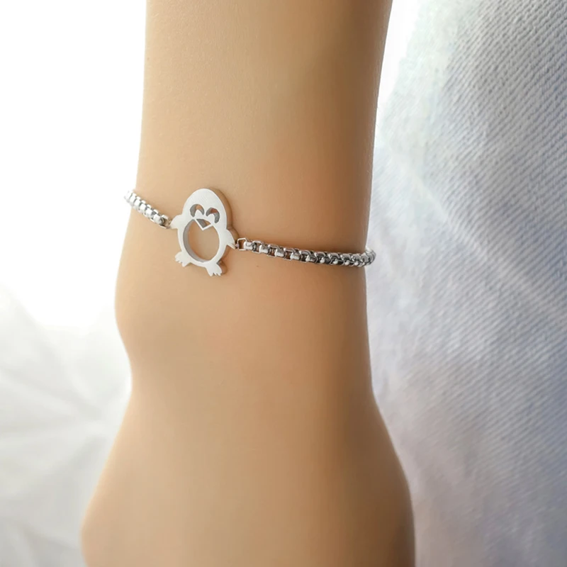 

2019 New Gold Color Chain Adjustable Charm Penguin Bracelets For Lady Women's Cute Romantic Bracelets Set Jewelry VB899