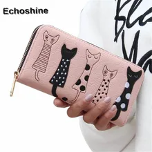 Brand new Women Cat Cartoon Wallet Long Female Card Holder Casual Zip Ladies Clutch Leather Coin Purse ID Holder Gift