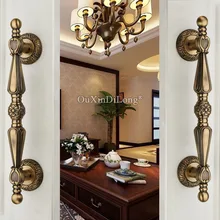 2PCS European Antique Bronze Solid Wooden Door Sliding Door Wardrobe Door Handle Cabinet Drawer Handle(C.C:225mm,L:320mm) JF1685 handle bronze antique doors craft carving ruyi door handle glass door handle hotel clubs