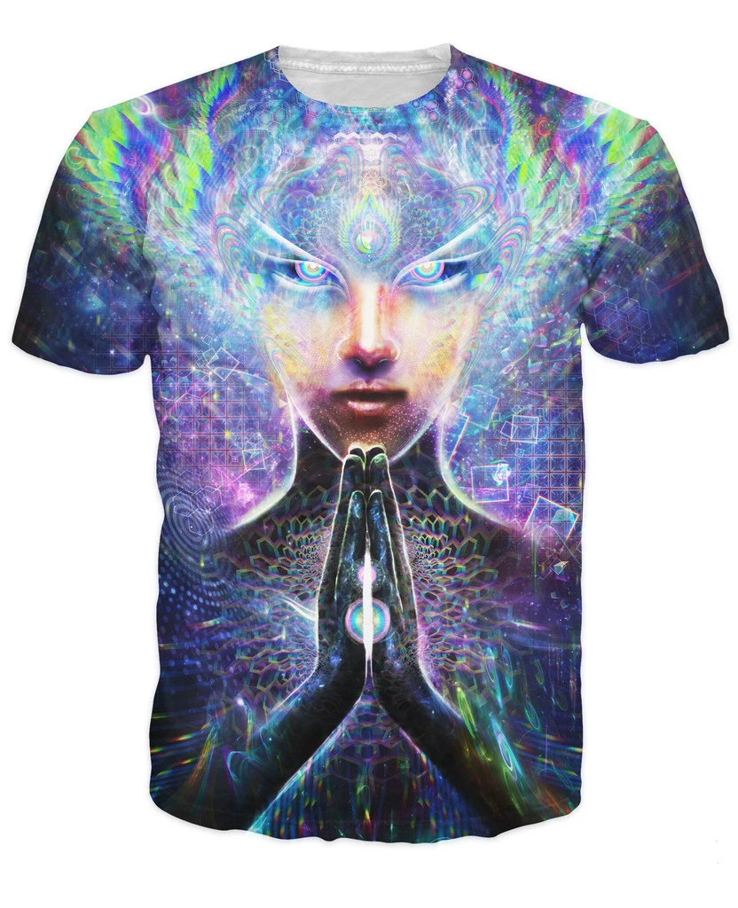 

Multidimensional Prayer T-Shirt psychedelic tee Colorful t shirt Unisex Women Men Fashion Clothing tops t-shirt Plus Size