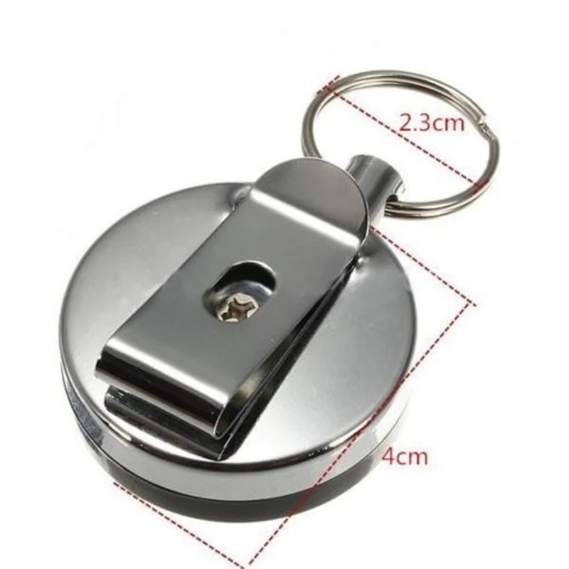 Retractable Metal Key Ring Holder Steel Recoil Ring Belt Clip Pull Keychain (4)
