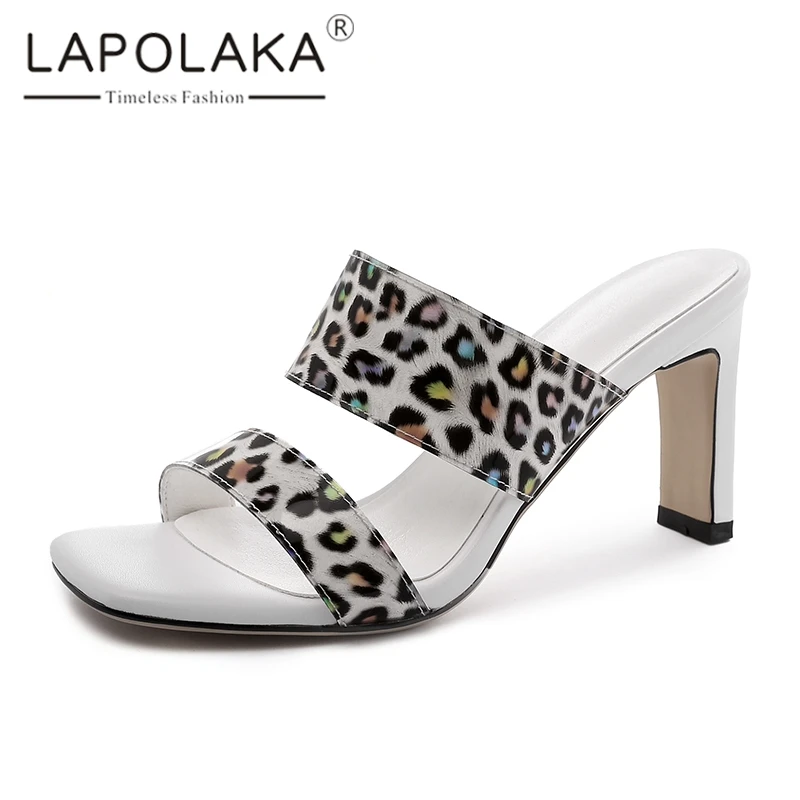 

Lapolaka Brand New Big Size 33-40 Genuine Leather Leopard Ladies High Heels Shoes Woman Casual Party Ol Summer Mules Female