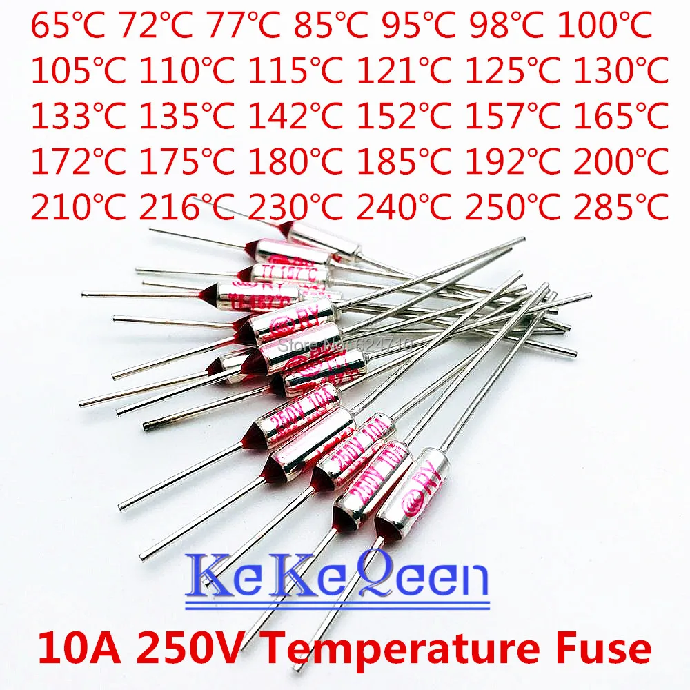 10PCS TF RY-121 RY-125 RY-130 RY-133 RY-135 RY-142 RY-152 RY-157 RY-165 RY-172 ... degree 250V 10A Metal shell Temperature Fuse