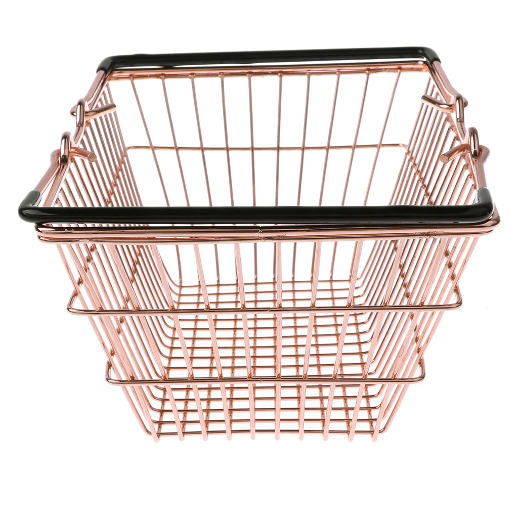 2pcs Kids Mini Metal Supermarket Shopping Basket For Kitchen Fruit Vegetable Food Grocery Storage Pretend Play Tools Toy Gifts