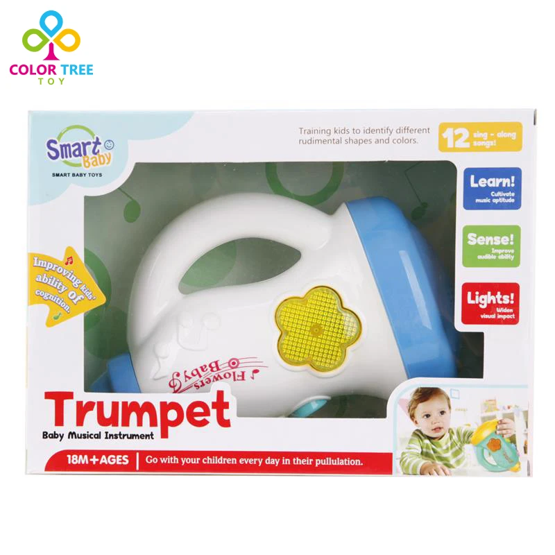 Kids Toys Music Trumpet Musical Instrument Educational Toys With Music Light Playing Learning Christmas Gifts For