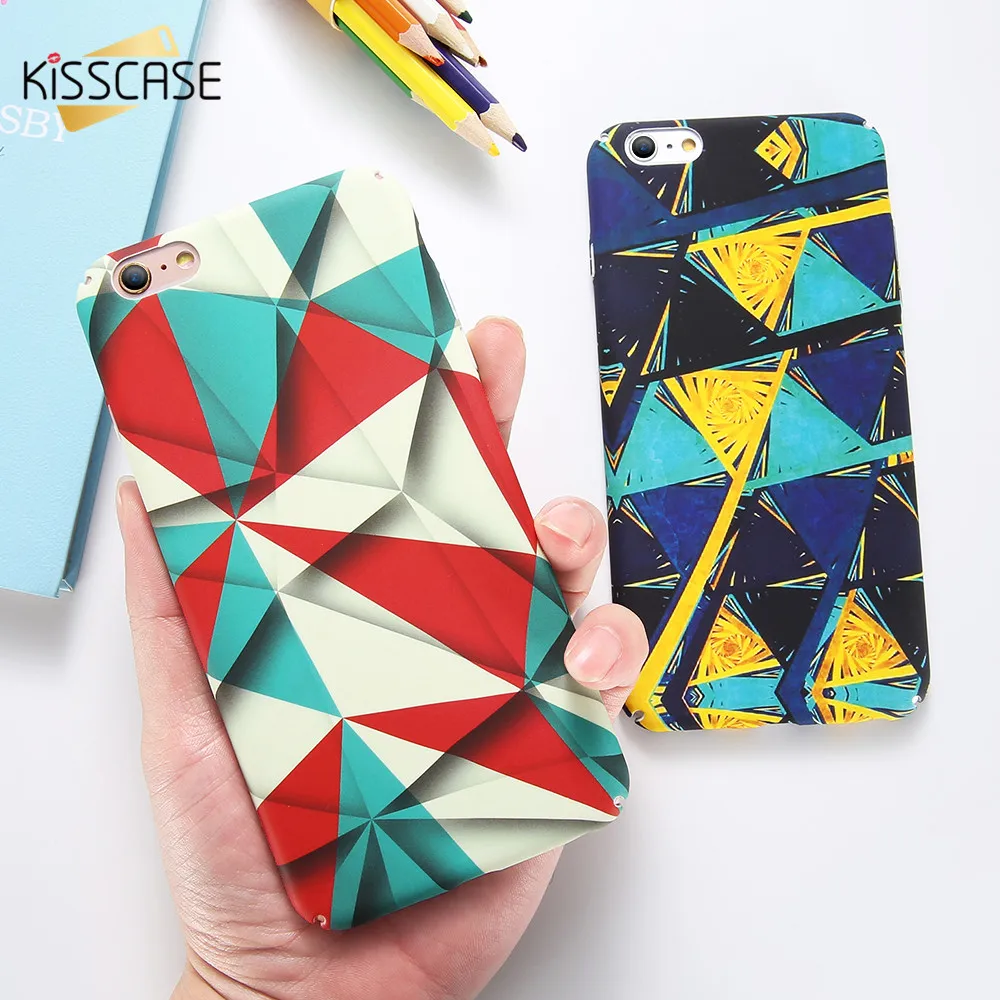 Kisscase Мода Геометрия рисунком Телефон чехол case для iPhone 6 6S 7 8 Plus большие красочные