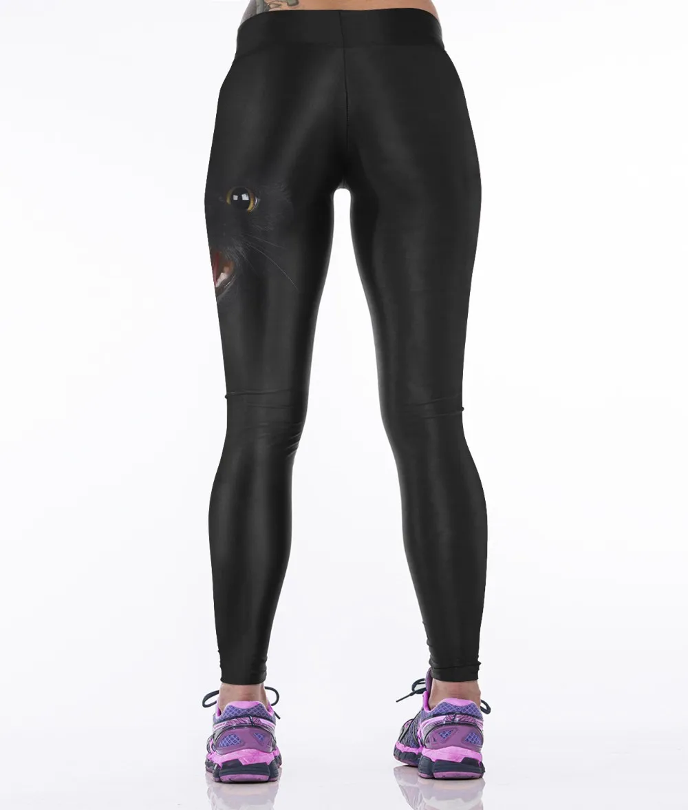 Новинка, женские спортивные штаны с 3D принтом в виде черной кошки, коричневый тигр, красные Леггинсы для йоги, 3 узора размера плюс