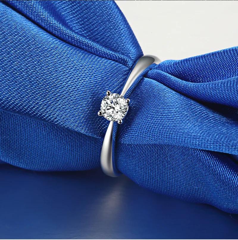 

High quality 1.2 carat 4 claws crystal Rings silver color crystal Jewelry for women Engagement Party Jewelry Ring Size 16-20